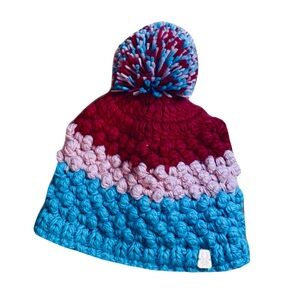Girls Spyder knit hat Pom Pom top, lined blue pink red